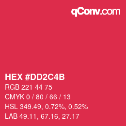 Color code: HEX #DD2C4B | qconv.com