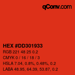 Code couleur: HEX #DD301933 | qconv.com