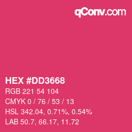 Farbcode: HEX #DD3668 | qconv.com