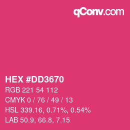 颜色代码: HEX #DD3670 | qconv.com