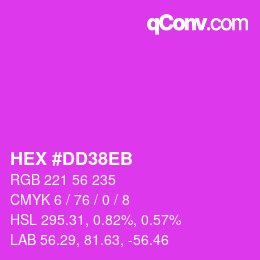 颜色代码: HEX #DD38EB | qconv.com
