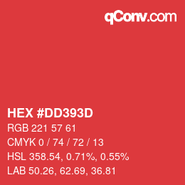 Color code: HEX #DD393D | qconv.com