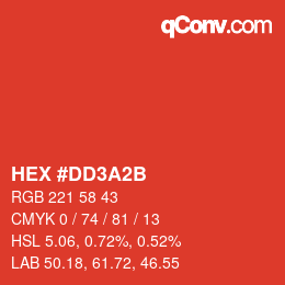 Farbcode: HEX #DD3A2B | qconv.com