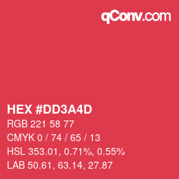カラーコード: HEX #DD3A4D | qconv.com