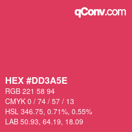 Color code: HEX #DD3A5E | qconv.com