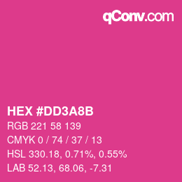 カラーコード: HEX #DD3A8B | qconv.com