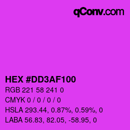 Farbcode: HEX #DD3AF100 | qconv.com