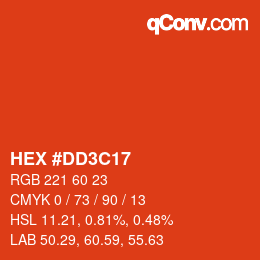 Color code: HEX #DD3C17 | qconv.com