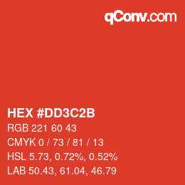カラーコード: HEX #DD3C2B | qconv.com