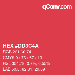 Color code: HEX #DD3C4A | qconv.com