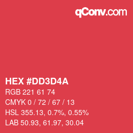 Color code: HEX #DD3D4A | qconv.com