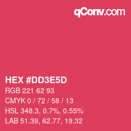 Color code: HEX #DD3E5D | qconv.com