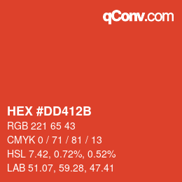 Color code: HEX #DD412B | qconv.com