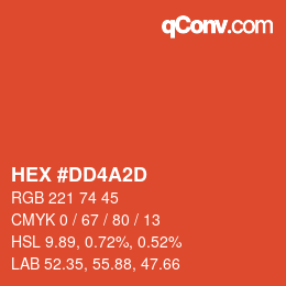 カラーコード: HEX #DD4A2D | qconv.com