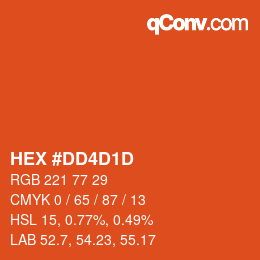 颜色代码: HEX #DD4D1D | qconv.com