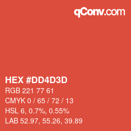 Color code: HEX #DD4D3D | qconv.com