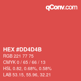 颜色代码: HEX #DD4D4B | qconv.com