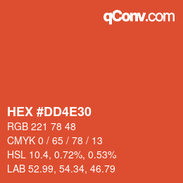 カラーコード: HEX #DD4E30 | qconv.com