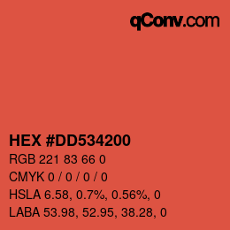 Color code: HEX #DD534200 | qconv.com