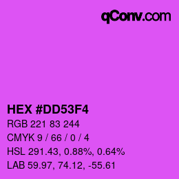颜色代码: HEX #DD53F4 | qconv.com