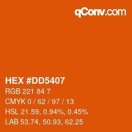 颜色代码: HEX #DD5407 | qconv.com