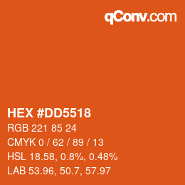 カラーコード: HEX #DD5518 | qconv.com