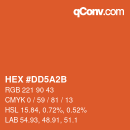 カラーコード: HEX #DD5A2B | qconv.com