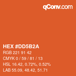 Color code: HEX #DD5B2A | qconv.com