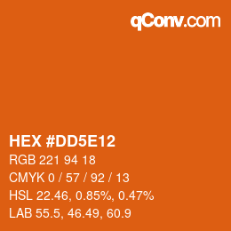 Color code: HEX #DD5E12 | qconv.com