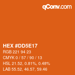 Color code: HEX #DD5E17 | qconv.com