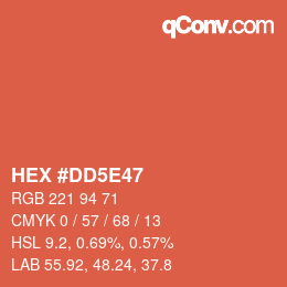 Color code: HEX #DD5E47 | qconv.com