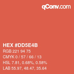 カラーコード: HEX #DD5E4B | qconv.com