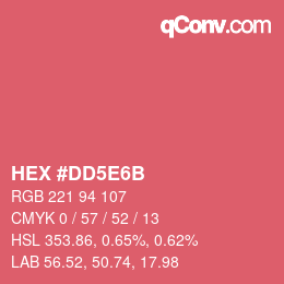Color code: HEX #DD5E6B | qconv.com