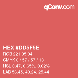 Color code: HEX #DD5F5E | qconv.com