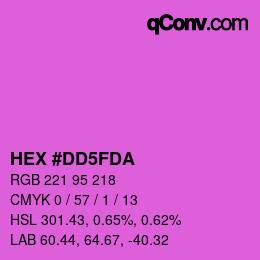 カラーコード: HEX #DD5FDA | qconv.com