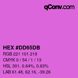 颜色代码: HEX #DD65DB | qconv.com