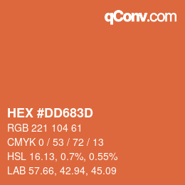 Color code: HEX #DD683D | qconv.com