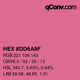 颜色代码: HEX #DD6A8F | qconv.com