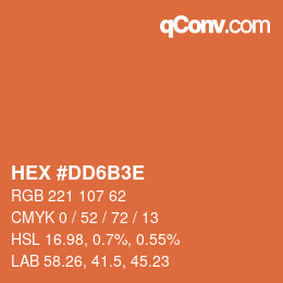 Color code: HEX #DD6B3E | qconv.com