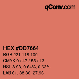 颜色代码: HEX #DD7664 | qconv.com