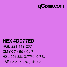 カラーコード: HEX #DD77ED | qconv.com