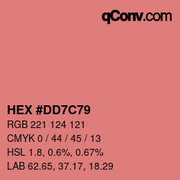 Code couleur: HEX #DD7C79 | qconv.com