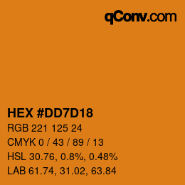 颜色代码: HEX #DD7D18 | qconv.com