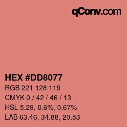Código de color: HEX #DD8077 | qconv.com