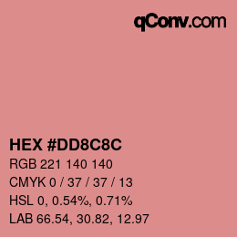 カラーコード: HEX #DD8C8C | qconv.com