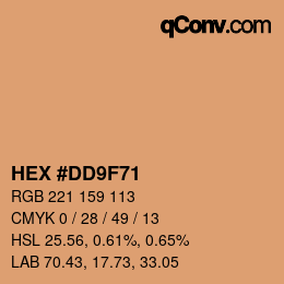 颜色代码: HEX #DD9F71 | qconv.com