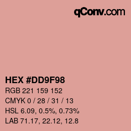 カラーコード: HEX #DD9F98 | qconv.com