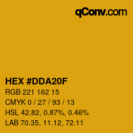 Color code: HEX #DDA20F | qconv.com
