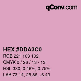 カラーコード: HEX #DDA3C0 | qconv.com