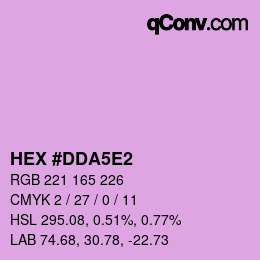 Farbcode: HEX #DDA5E2 | qconv.com